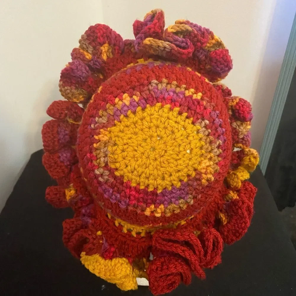 Handcrafted Crochet multi-color ruffle bucket hat
